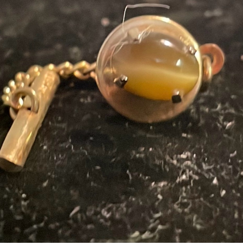 Gerda Lynggaard Monies 10k tie tack marked “Germany”w/2 carat Honey Tiger’s Eye